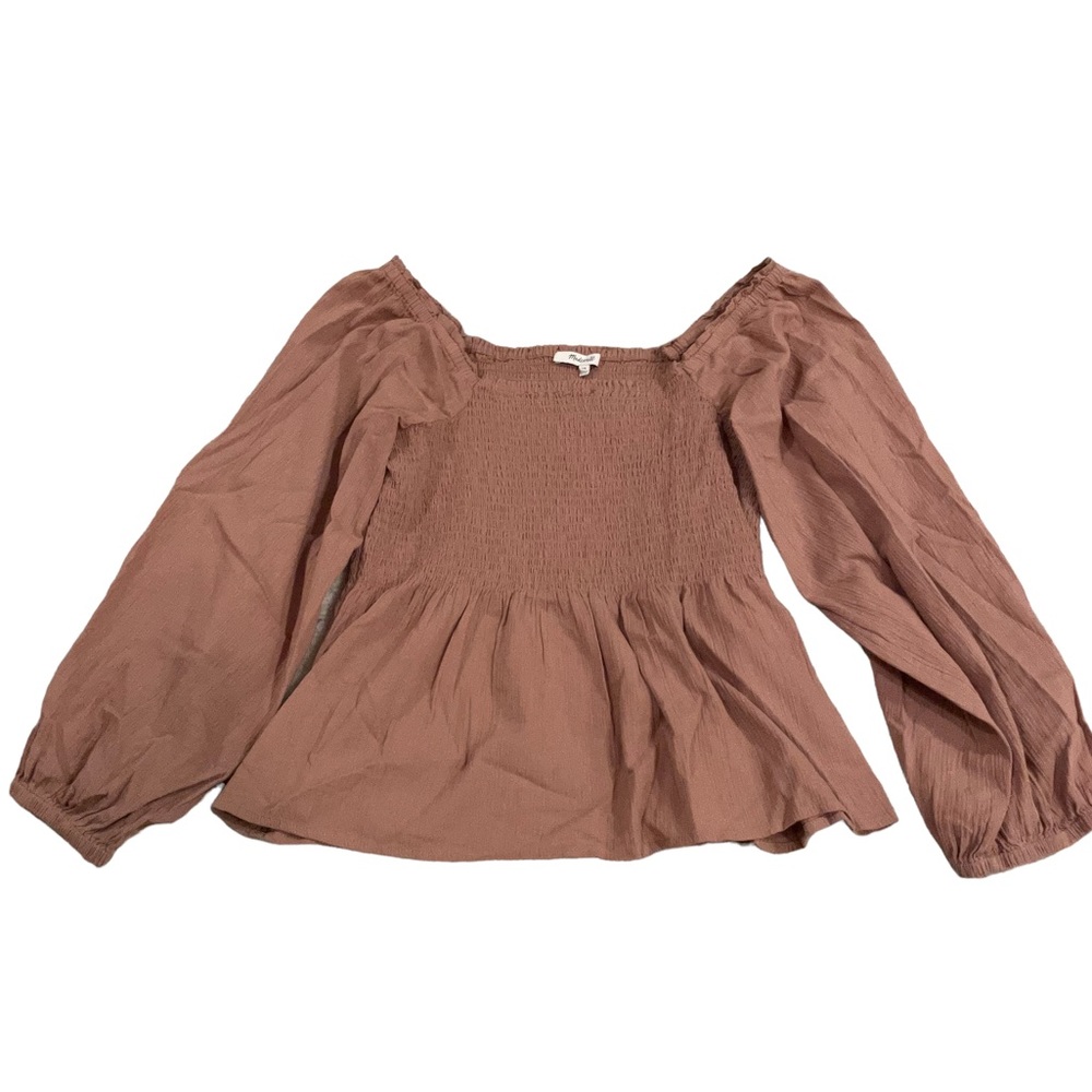 Madewell Lucie Smocked Peplum Top